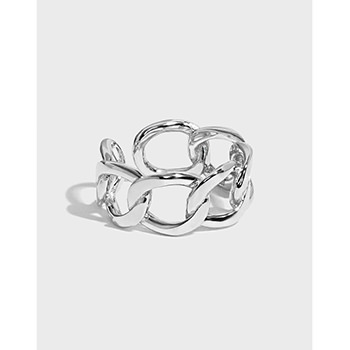 Minimalist  Hollow Chain 925 Sterling Silver Adjustable Ring