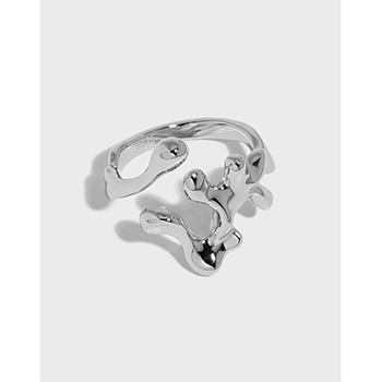 Minimalist  Irregular Flowing Lava 925 Sterling Silver Adjustable Ring