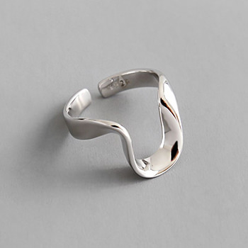 Simple Twisted U Shape 925 Sterling Silver Adjustable Ring