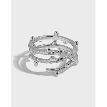 Casual Multi Layer Branches 925 Sterling Silver Adjustable Ring