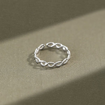 Simple Hollow Twisted  925 Sterling Silver Adjustable Ring