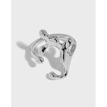 Modern Irregular Lava Flame 925 Sterling Silver Adjustable Ring