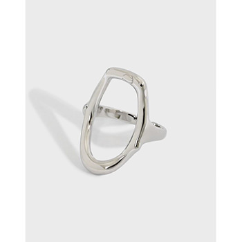 Office Geometry Hollow O Shape 925 Sterling Silver Adjustable Ring