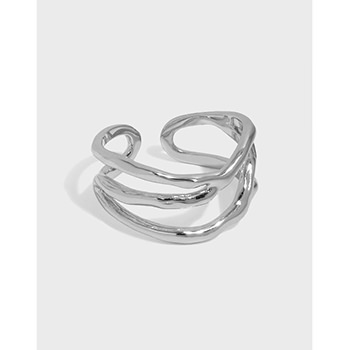 Office Triple Layers Wide 925 Sterling Silver Adjustable Ring