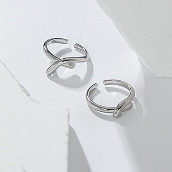 Office Simple Layers Cross Knot 925 Sterling Silver Adjustable Ring