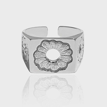 Hollow Daisy Flower Geometry 925 Sterling Silver Adjustable Ring