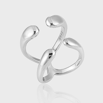 Modern Letter X Cross 925 Sterling Silver Adjustable Ring