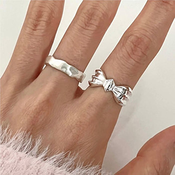 Friend's Sweet Bow-Knot 925 Sterling Silver Adjustable Ring