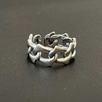 Vintage Hollow Irregular Chain 925 Sterling Silver Adjustable Ring