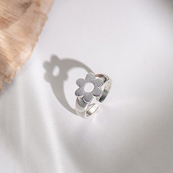 Sweet Hollow Flower 925 Sterling Silver Adjustable Ring