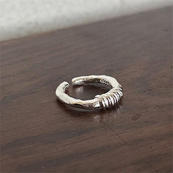 Simple Twisted Rope 925 Sterling Silver Fashion Adjustable Ring