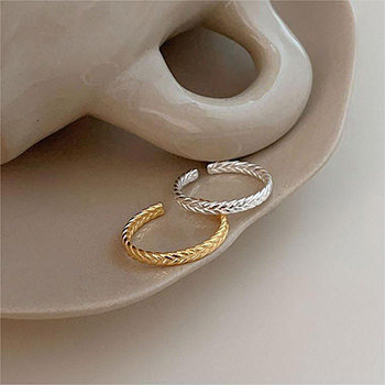 Elegant Woven Twisted Women 925 Sterling Silver Adjustable Ring