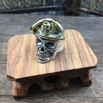 Men Vintage Pirate Skull Undead Legion 925 Sterling Silver Adjustable Ring