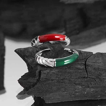 Irregular Twisted Epoxy 925 Sterling Silver Adjustable Ring