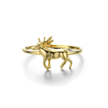 Cute Animal Elk Deer 925 Sterling Silver Ring