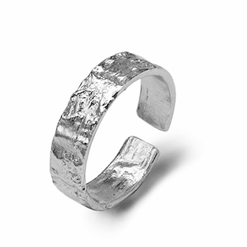 Asymmetric Concave Convex 925 Sterling Silver Adjustable Ring