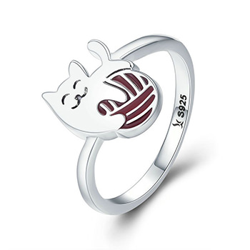 Red Cat 925 Sterling Silver Ring