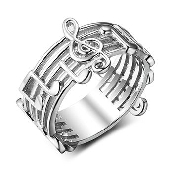 Fashion Music Note G Clef 925 Stering Silver Ring