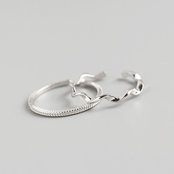 Simple Wave Twisted 925 Sterling Silver Adjustable Ring