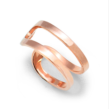 Rose Gold Simple Line 990 Sterling Silver Adjustable Ring