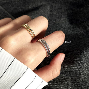 Twisted Double Layer 925 Sterling Silver Adjustable Ring