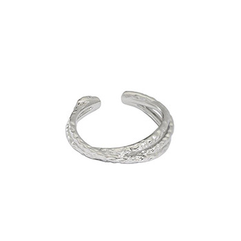 Cross Interwoven Texture 925 Sterling Silver Adjustable Ring