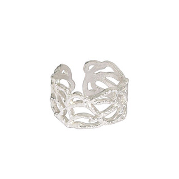 Vintage Irregular Wide Branch Texture 925 Silver Adjustable Ring