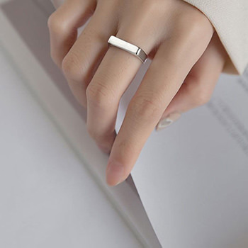 Rectangle 925 Sterling Silver Adjustable Ring