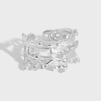 Irregular Hollow 925 Sterling Silver Adjustable Ring