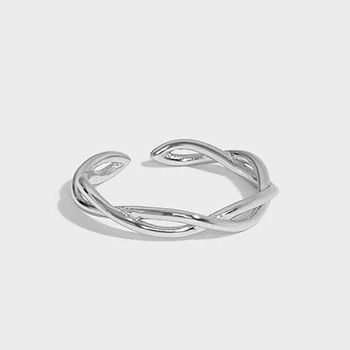 Hollow Twisted Cross 925 Sterling Silver Adjustable Ring