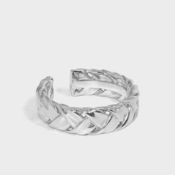 Twist Knitting 925 Sterling Silver Adjustable Ring