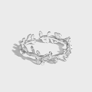 Girl Olive Branch 925 Sterling Silver Adjustable Ring