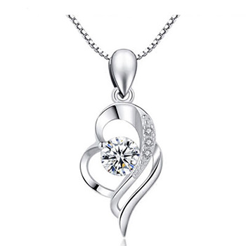 Girl Cubic Zirconia Hollow Heart Love 925 Sterling Silver Pendant