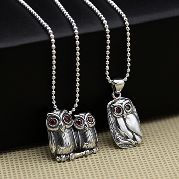 Owl Hang Tag Solid 925 Sterling Silver Pendant