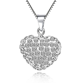 Heart White Cubic Zirconia 925 Sterling Silver True Love Pendant