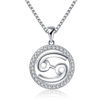 Zodiac White Cubic Zirconia 925 Sterling Silver Pendant