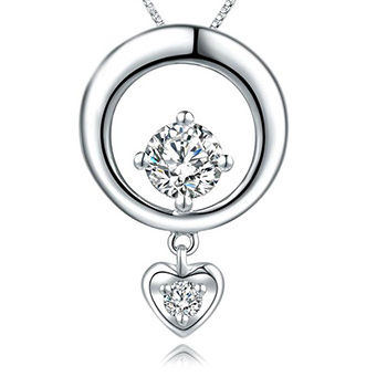 Elegant Simple Circle Heart 925 Sterling Silver Pendant