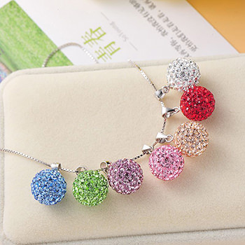 Fashion Round CZ Ball 925 Sterling Silver DIY Pendant