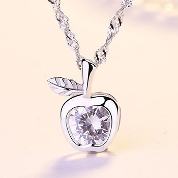 Casual CZ Apple Fruit 925 Sterling Silver DIY Pendant