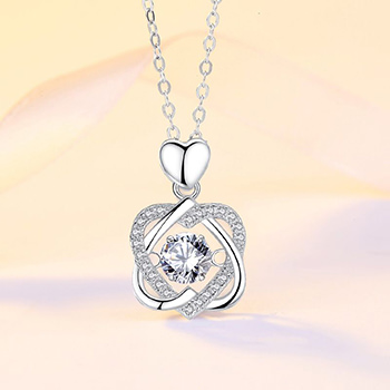 Elegant CZ Twisted Heart 925 Sterling Silver DIY Pendant