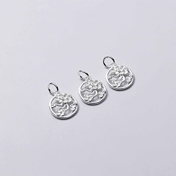 Flowers Hollow Round Tag 925 Sterling Silver DIY Pendant