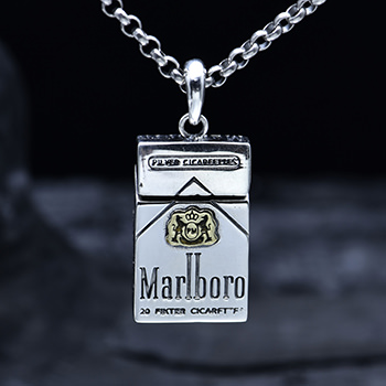 Vintage Men Marlboro Cigarette 925 Sterling Silver DIY Pendant