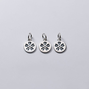 Round Flower 10mm 925 Sterling Silver DIY Pendant