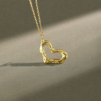 Irregular Hollow Heart 925 Sterling Silver Necklace