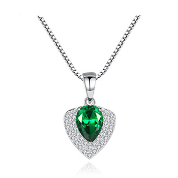 Holiday CZ Heart Waterdrop 925 Sterling Silver Necklace