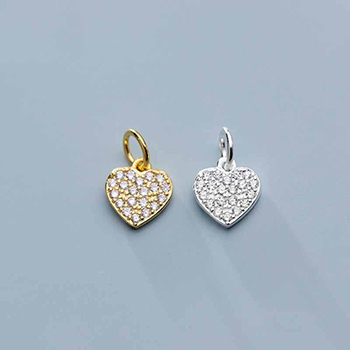 DIY CZ Heart 925 Sterling Silver Charms