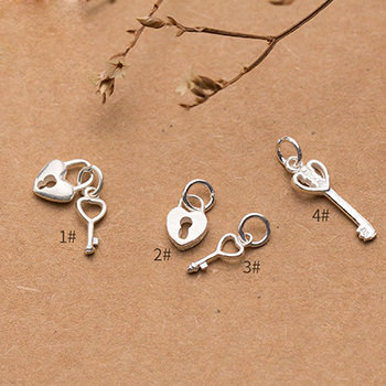 Simple Heart Lock And Key 925 Sterling Silver DIY Charm