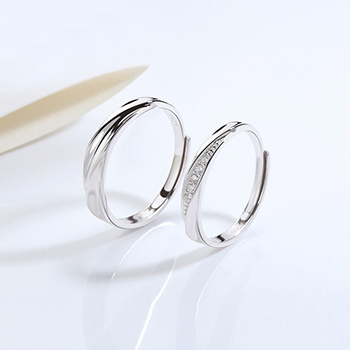 Wedding CZ Mobius Band 925 Sterling Silver Adjustable Couple Ring